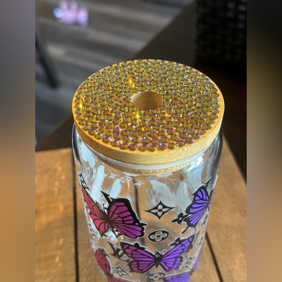 Butterfly Print Glass cup - Picture 5 of 5